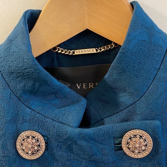 Versace double-buttoned mid-thigh length wool coat size 4 - Picture 4 of 16